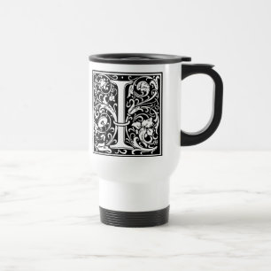 Taza De Viaje Letra I Monograma Medieval Art Nouveau