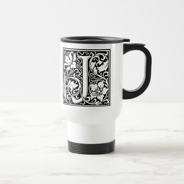 Taza De Viaje Letra J Monograma medieval Art Nouveau (Derecha)