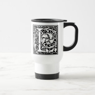 Taza De Viaje Letra L Monograma medieval Art Nouveau