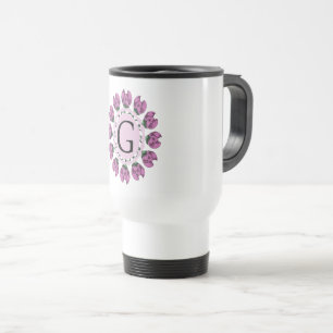 Taza De Viaje Letra mayúscula G monograma floral
