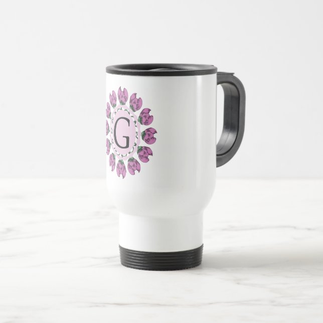 Taza De Viaje Letra mayúscula G monograma floral (Anverso derecho)