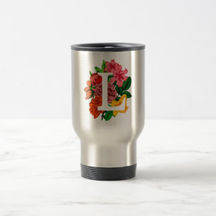 Taza De Viaje Letra mayúscula L monograma floral