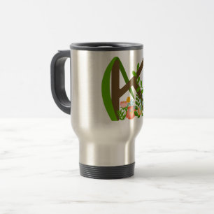 Taza De Viaje Letra mayúscula monograma floral K