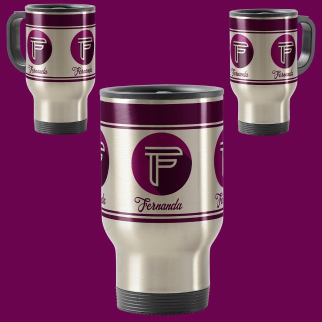 Taza De Viaje Letra monograma (F) de estilo Personalizado modern (Subido por el creador)