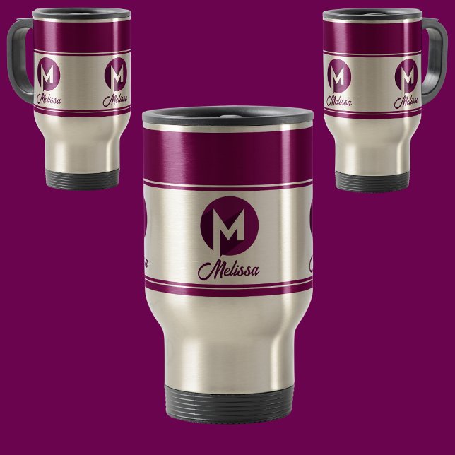 Taza De Viaje Letra monograma (M) con estilo Personalizado moder (Subido por el creador)