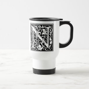Taza De Viaje Letra N Monograma Medieval Art Nouveau