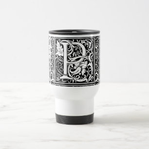 Taza De Viaje Letra P Monograma Medieval Art Nouveau