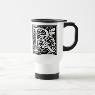 Taza De Viaje Letra R Monograma medieval Art Nouveau
