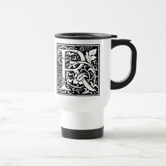 Taza De Viaje Letra R Monograma medieval Art Nouveau (Derecha)