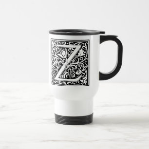 Taza De Viaje Letra Z Monograma medieval Art Nouveau