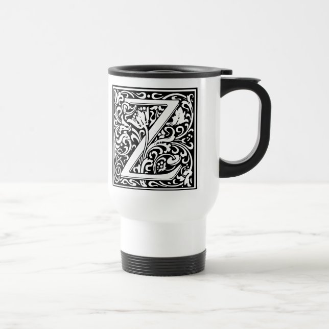 Taza De Viaje Letra Z Monograma medieval Art Nouveau (Derecha)