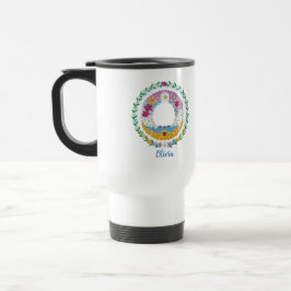 Taza De Viaje Letras florales iniciales "O" con nombre personali