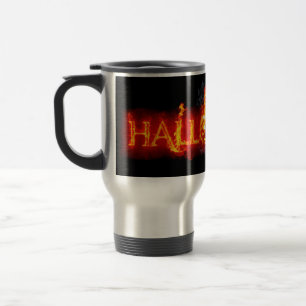 Taza De Viaje Letras ígneas masivas de SlipperyJoe's Halloween c