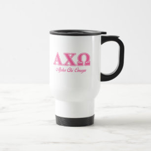 Taza De Viaje Letras rosadas de Omega de la ji de Alphi