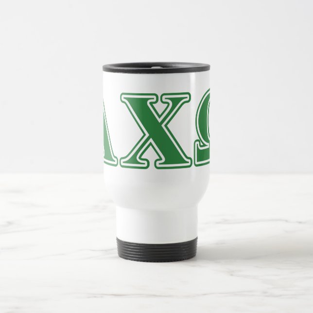 Taza De Viaje Letras verdes de Omega de la ji de Alphi (Centro)
