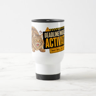 Taza De Viaje Letrero de escritorio modo fecha límite gato diver