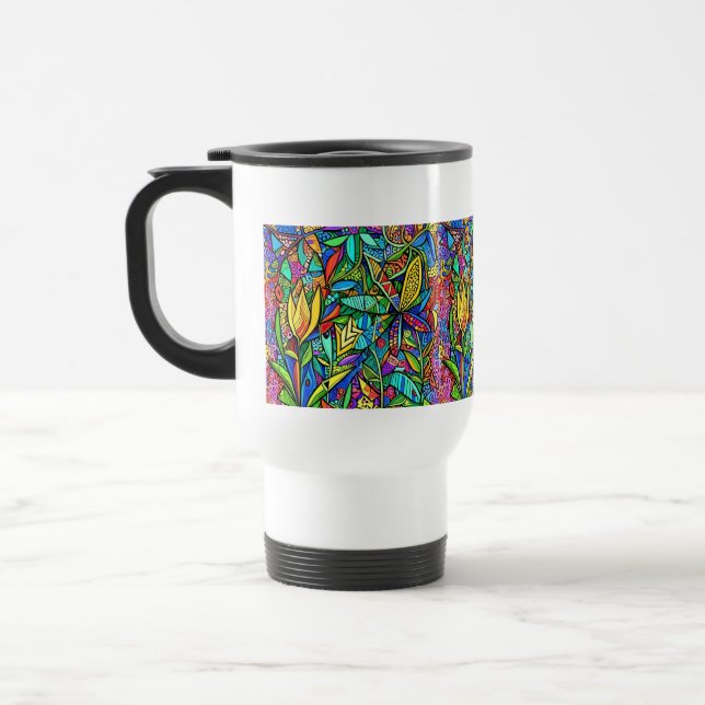 Taza De Viaje Leuchtende dekorative Blumen (Izquierda)