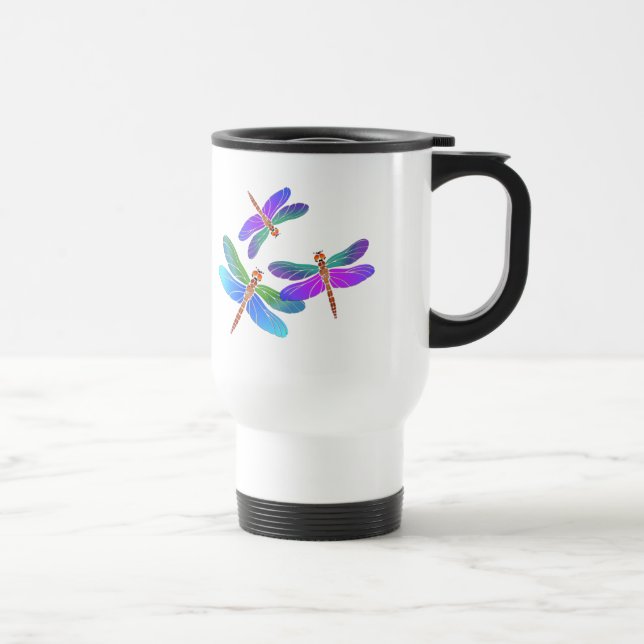 Taza De Viaje Libélulas iridiscentes del bombardeo de zambullida (Derecha)