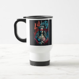 Taza De Viaje "Libertad y justicia" Traje café Mug.