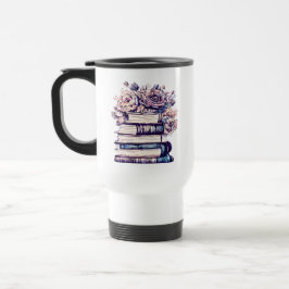 Taza De Viaje Libros y Rosas antiguos personalizados