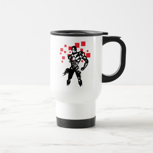 Taza De Viaje Liga de la Justicia | Cyborg Digital Noir Pop Art (Derecha)