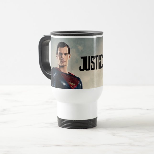 Taza De Viaje Liga de la Justicia | Superman En Battlefield (Anverso izquierdo)