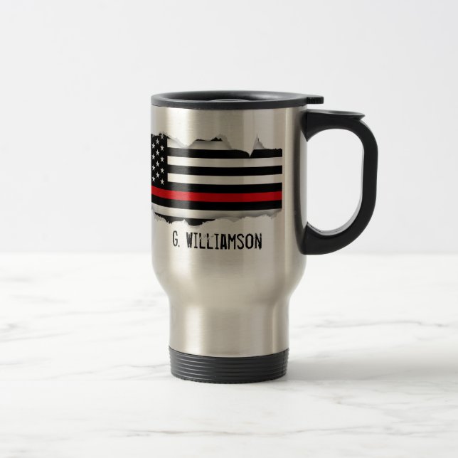Taza De Viaje Ligeramente hacia fuera rasgada línea roja nombre (Derecha)