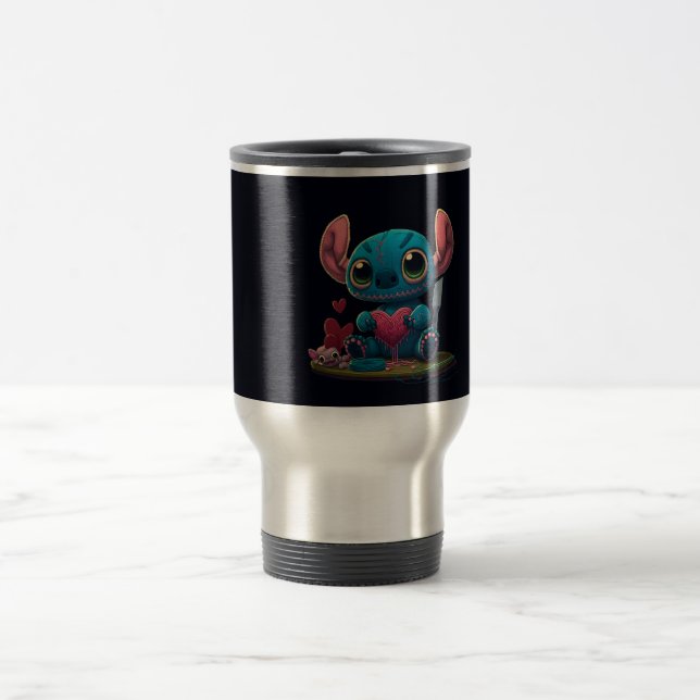 Taza De Viaje Lilo y Stitch Valentine Hearts Graphic Mug (Centro)