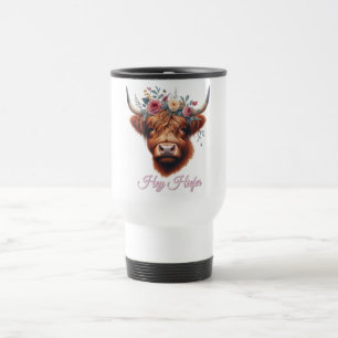 Taza De Viaje Linda vaca de las tierras altas floral/primavera