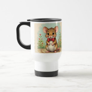 Taza De Viaje Lindo adorable ratoncito con corbata