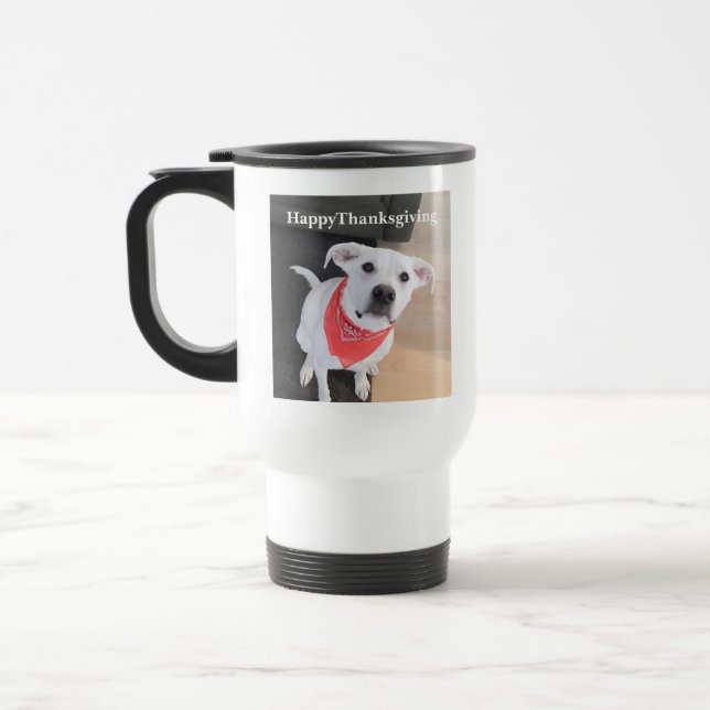 Taza De Viaje Lindo Labrador Blanco Mezcla de Perro Cachorro Cac (Izquierda)