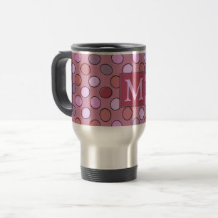 Taza De Viaje Lindo patrón monograma de lunares rosados