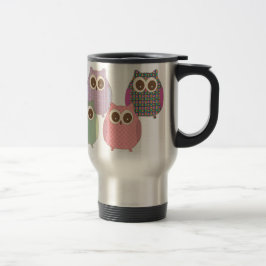 Taza De Viaje Lindo pocos colores variados de los búhos de