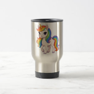 Taza De Viaje Lindo unicornio de arcoíris colorido