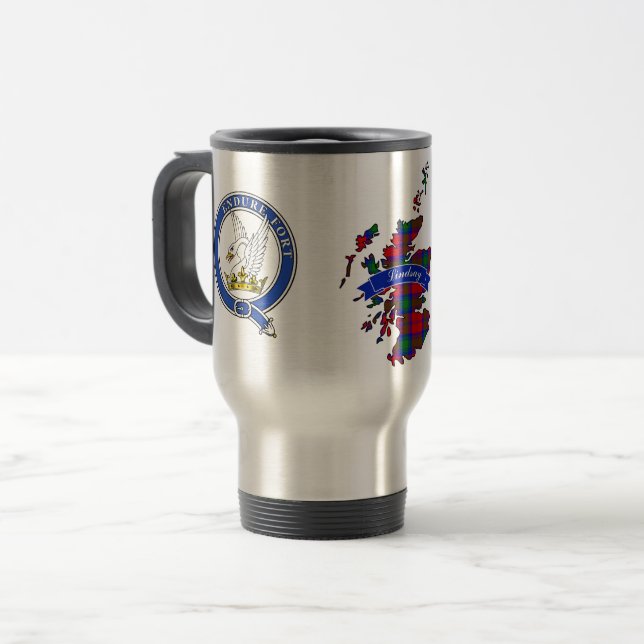 Taza De Viaje Lindsay Clan Badge & Tartan Travel Mug (Anverso izquierdo)