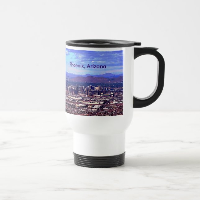 Taza De Viaje Línea aérea de Phoenix Arizona en horario de veran (Derecha)