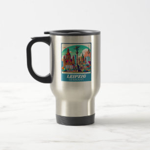 Taza De Viaje Línea aérea retro Leipzig