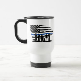 Taza De Viaje Línea Azul Delgada, Apoyo a la Policía de EE. UU.,
