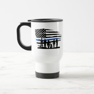Taza De Viaje Línea Azul delgada, apoyo policial de los Estados 
