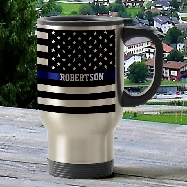 Taza De Viaje Línea Azul delgada - Personalizado personalizado d (Subido por el creador)