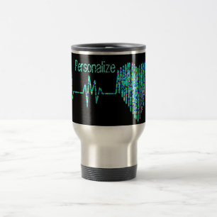 Taza De Viaje línea Ekg de corazón médico enfermera azul turques