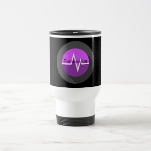 Taza De Viaje línea EKG médico Dr enfermero negro morado