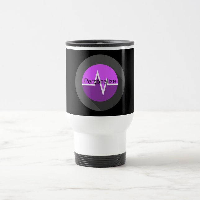 Taza De Viaje línea EKG médico Dr enfermero negro morado (Centro)