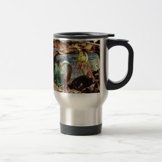 Taza De Viaje Lirio de trucha amarilla y ciruela y caparazón de  (Derecha)