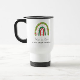 Taza De Viaje Lista Bonita de Navidad para Maestros Arcoíris