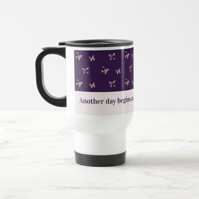 Taza De Viaje Listo positivo para cualquier mariposa rosa elegan (Izquierda)