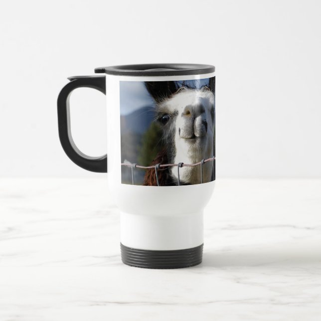 Taza De Viaje Llama sonriente divertida en Oregon meridional (Izquierda)