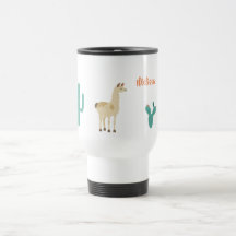 Llama y cactus en blanco añaden un nombre