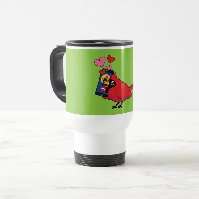 Taza De Viaje Llamadas Cardinal Bird Love Mating (Anverso izquierdo)