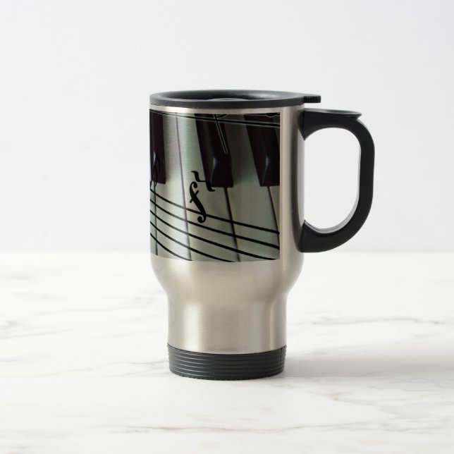 Taza De Viaje Llaves del piano y notas de la música (Derecha)